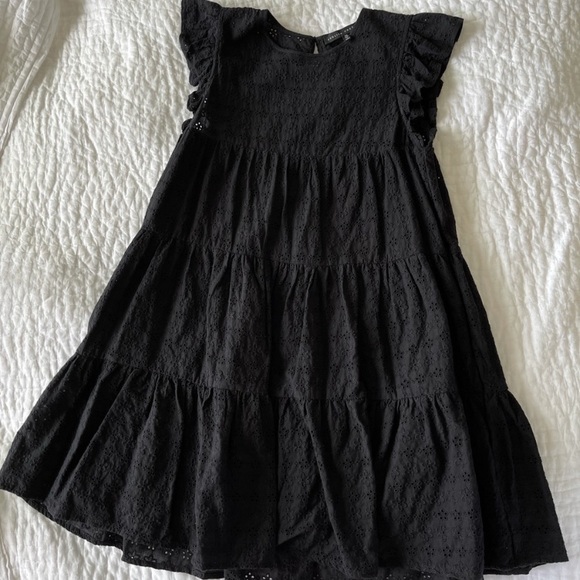 English Factory Dresses & Skirts - Eyelet tiered baby doll black cotton dress